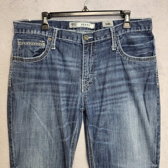 BKE Jeans Mens 36R 36x31 Derek Bootcut Stretch Denim Whiskered Western Casual - Picture 4 of 12